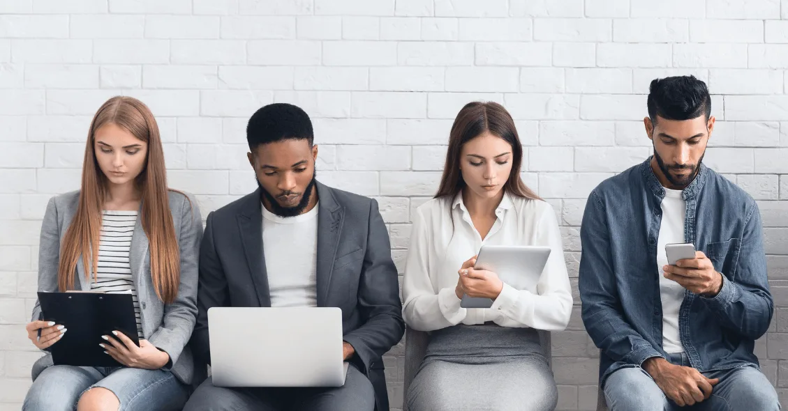 people lined up for job interview