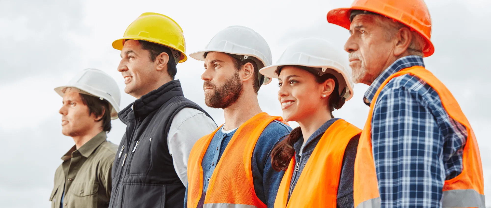 male and female construction workers