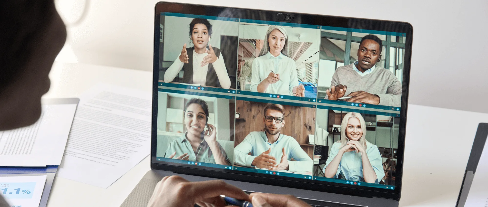 video call with diverse people