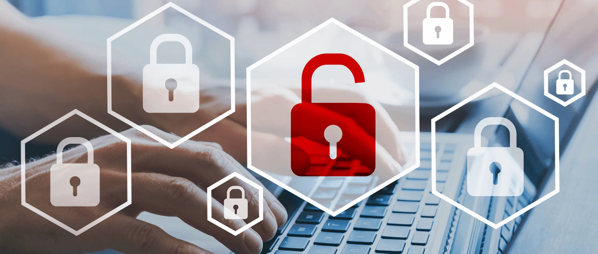 red unlock and white locks on a digital screen