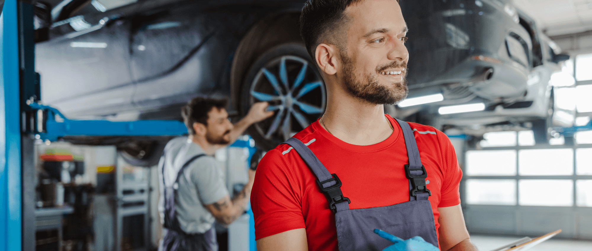 An automotive technician in a automotive shop